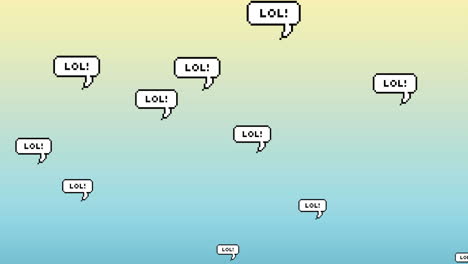 animación del texto lol en burbujas de habla