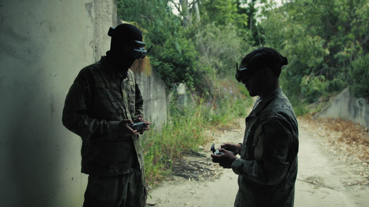 Military Drone Pilots Prepare for Attack with FPV Goggles from Inside a Bunker