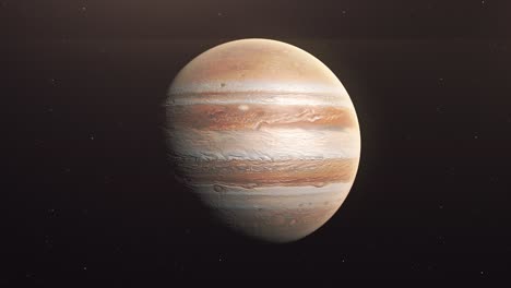 planet jupiter rotating in its orbit in the outer space - animation