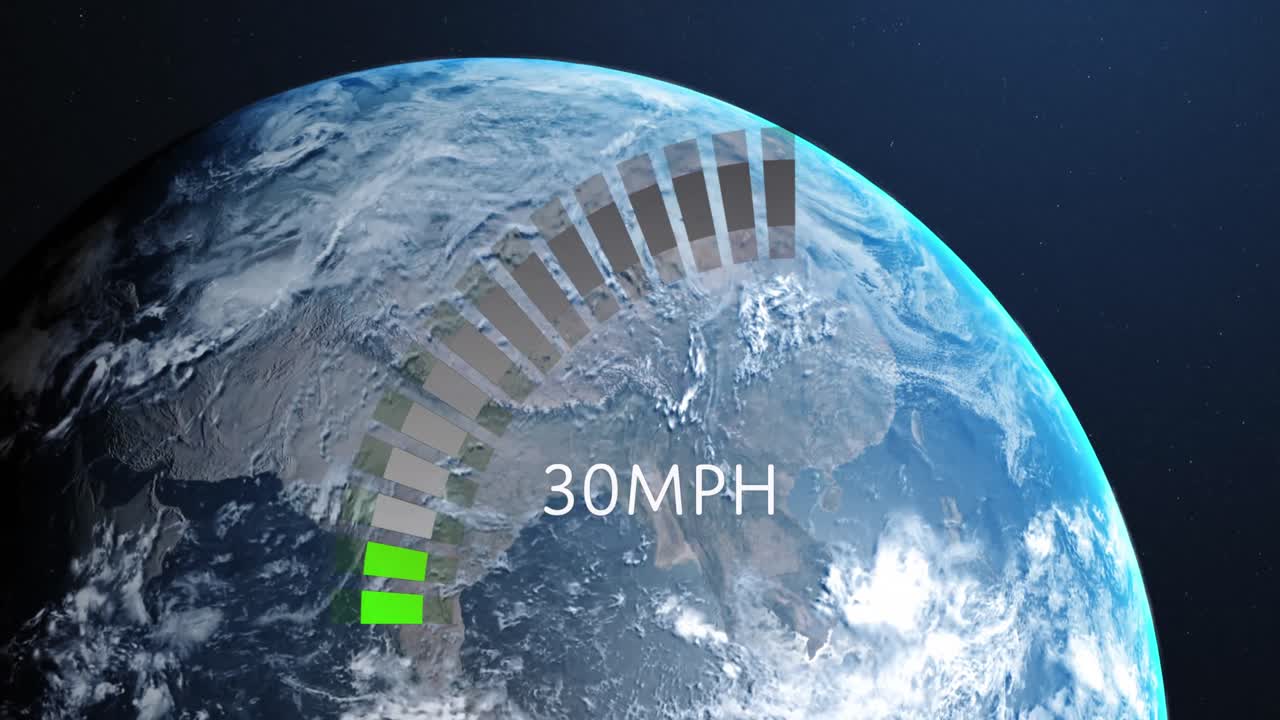 전 세계에 대한 인터넷 속도 데이터 처리의 애니메이션