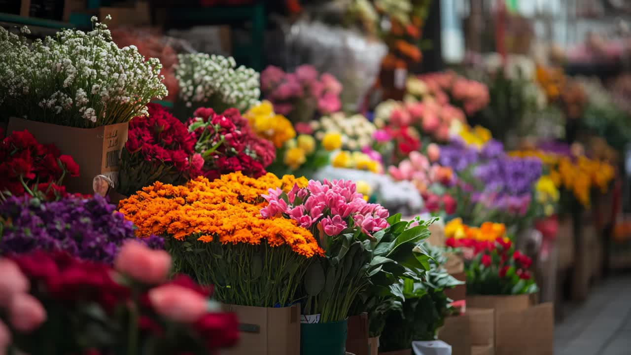 Vibrant Flower Market Scene