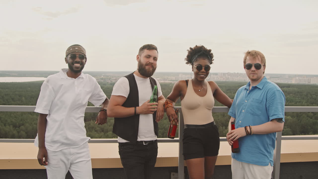 Portrait of Friends on Rooftop Terrace