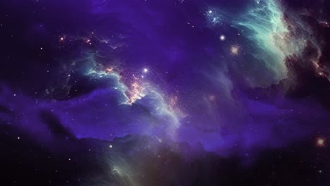 flying through the clouds and star field in outer space 4k