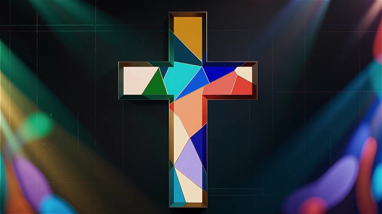 Croce Cristiana Luce Celestiale Sfondo per il Culto.
