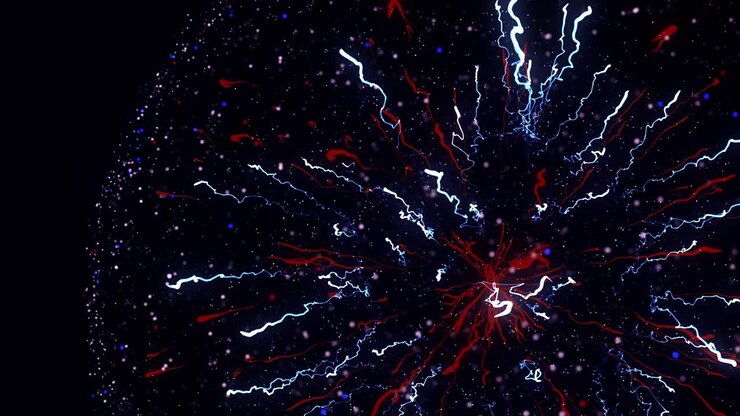 Linee e particelle astratte e colorate su uno sfondo scuro
