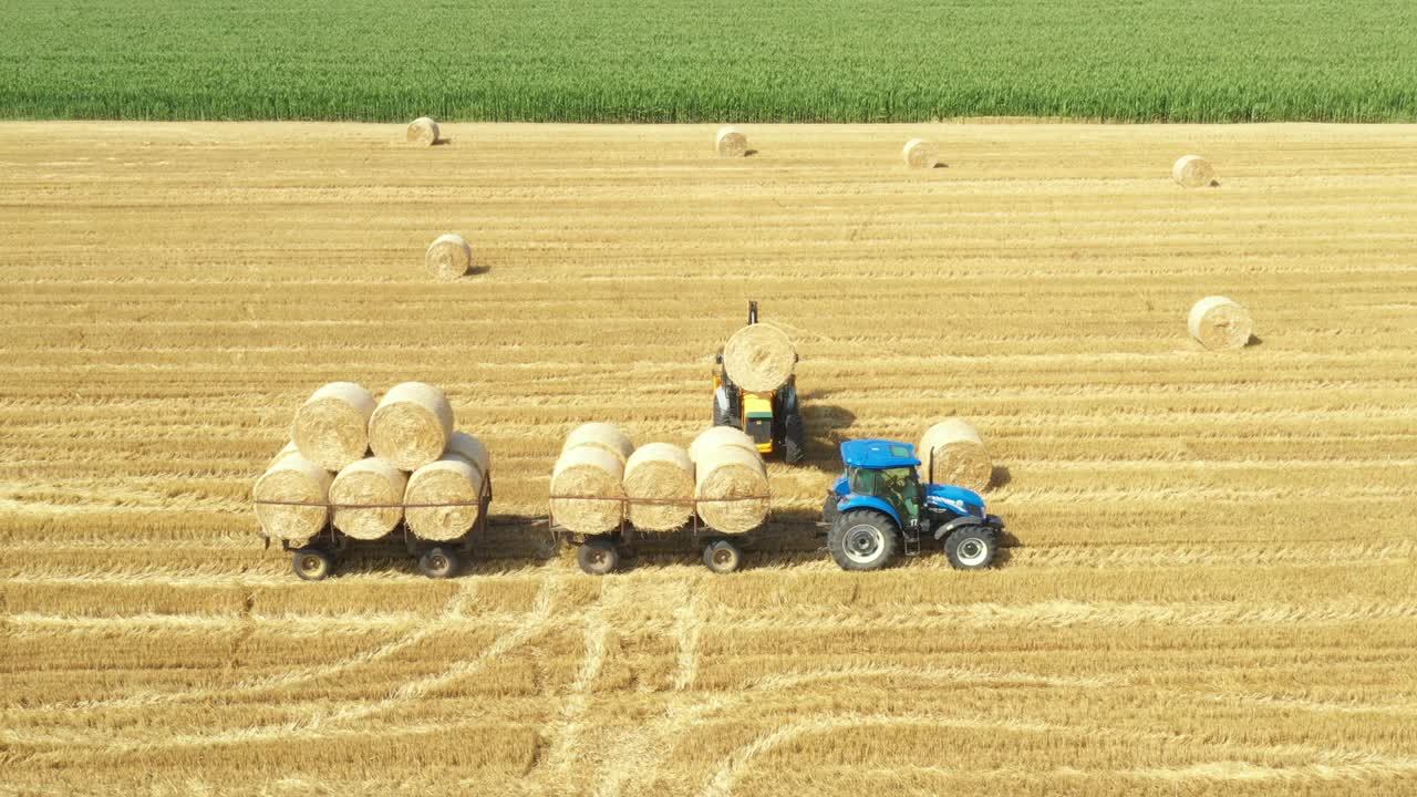 의 둥근  을 모으고 있는 농장 의 위 에 있는 모습