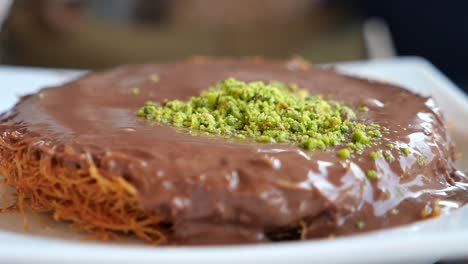kanafeh with chocolate and pistachios