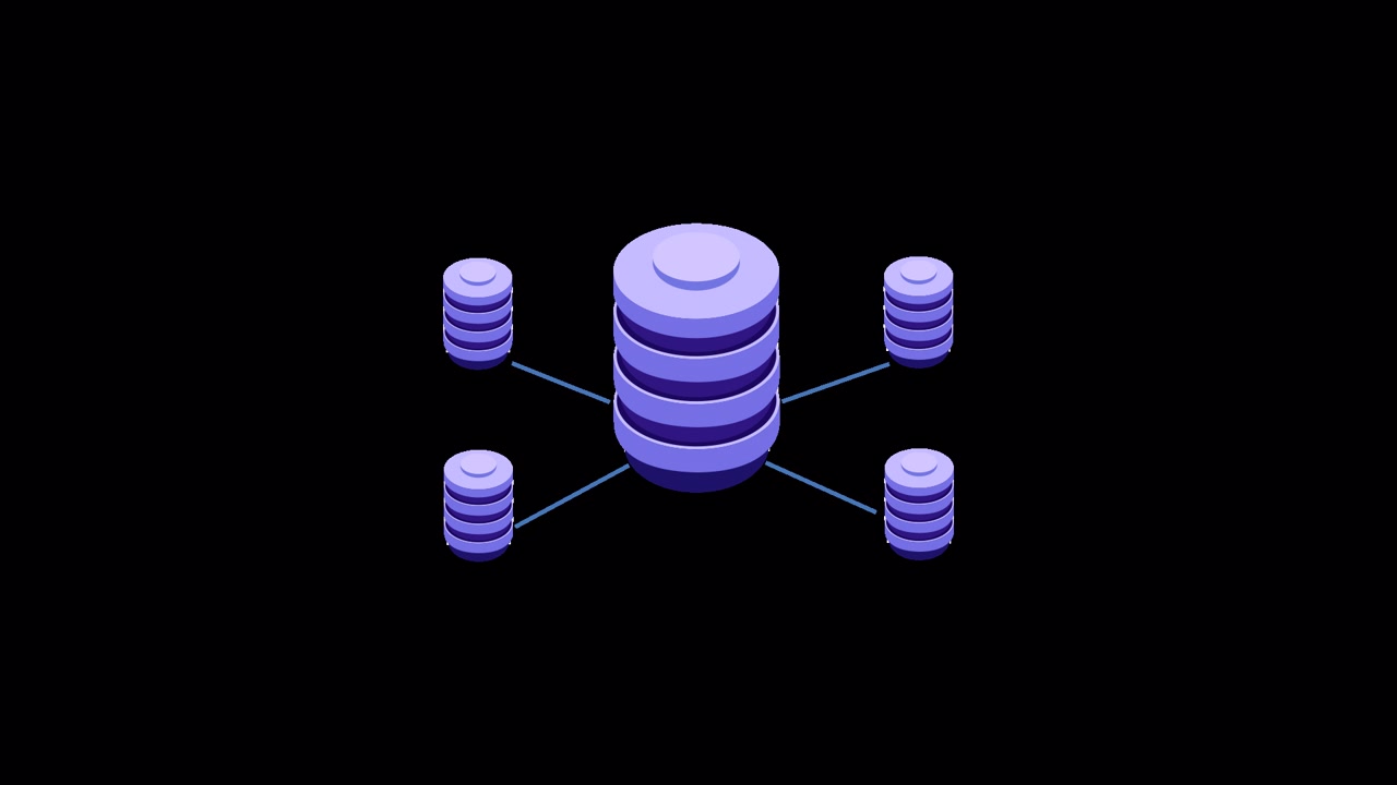 Animated Isometric Data Server with Connected Storage Nodes