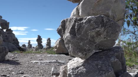 gimbal 60 fps slomo crane over zen stones in the tyrolean alps view to wilder kaiser