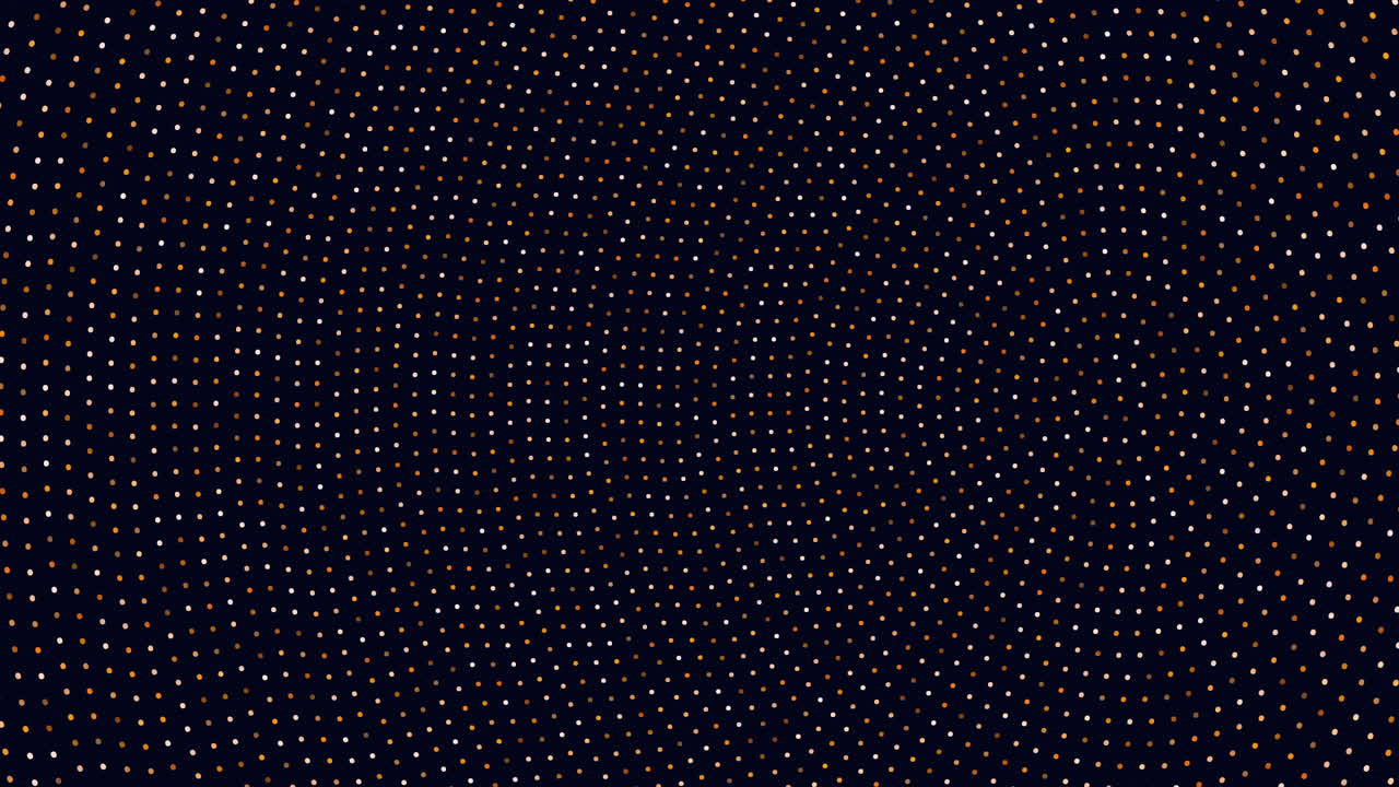 Symmetrical grid of dots sparkles on dark canvas