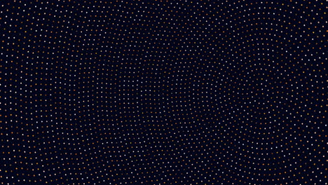 una cuadrícula simétrica de puntos brilla en un lienzo oscuro
