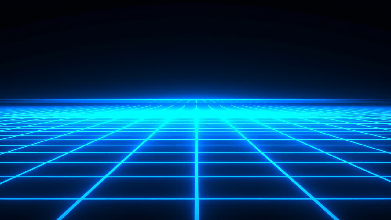 Retro Futuristic Blue Neon Grid Moving Forward