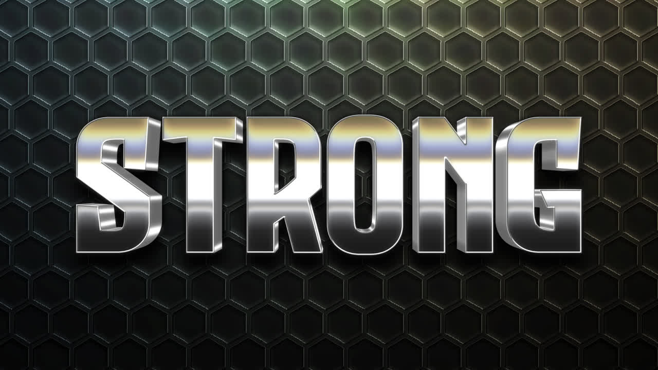 Strong Text Graphic on Honeycomb Background