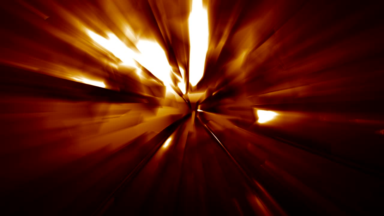 Sfondo effetto energia oro 4k con fonte di energia tecnologica che diffonde forme geometriche, triangoli e rettangoli e perdite di luce dalla fonte di energia prima dell'esplosione, video in loop, concetti di fantascienza, techno, evento musicale, energia, trasporto, celebrazione.