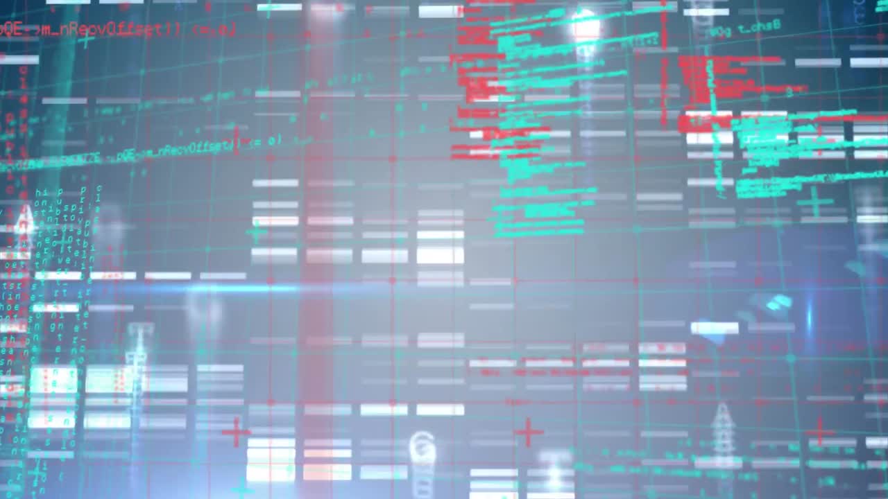 animación del procesamiento de datos científicos sobre un fondo oscuro
