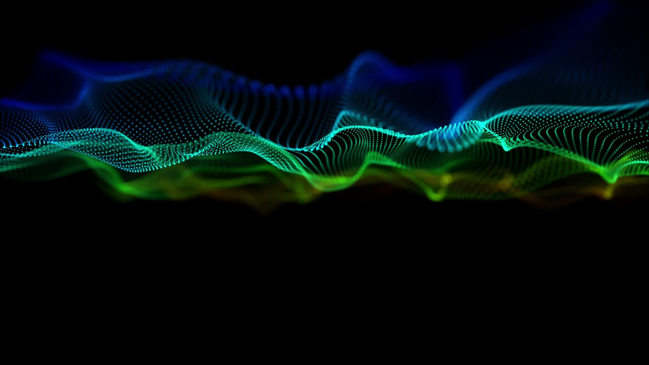 animación futurista con objeto de onda de partículas en cámara lenta, 4096x2304 bucle 4k