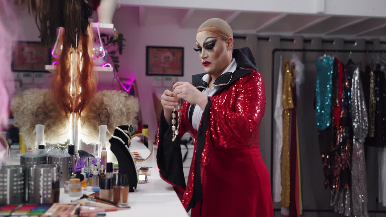 Drag Queen Preparing for Performance