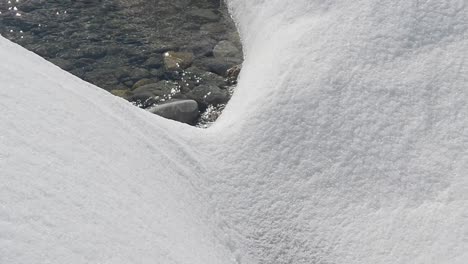 Agua-Cristalina-Que-Fluye-Bajo-La-Nieve