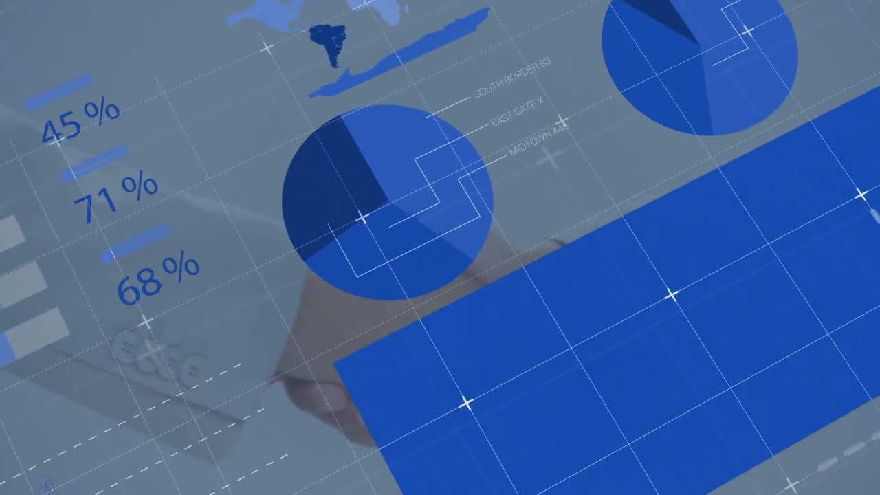 animación de la interfaz infográfica sobre la sección media de los investigadores caucásicos que se dan la mano