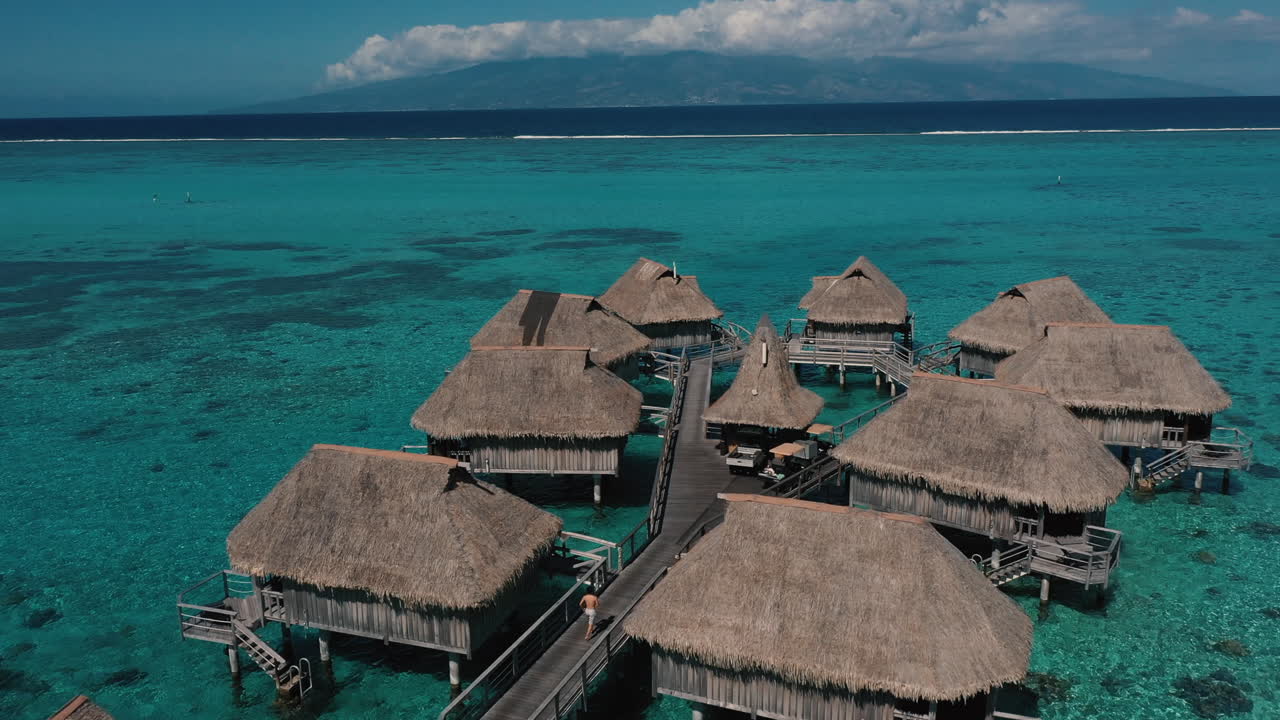 Premium stock video - Tahiti, moorea island beach drone footage-1