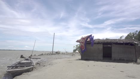 wide view of a bangladeshi riverside village