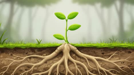 delving into the fascinating growth stages of a plant as it develops roots and sprouts within a vibrant, lush forest ecosystem