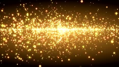 muchas partículas de remolino brillantes vuelan en el espacio, vacaciones y festivos fondo de renderización 3d, generado por computadora