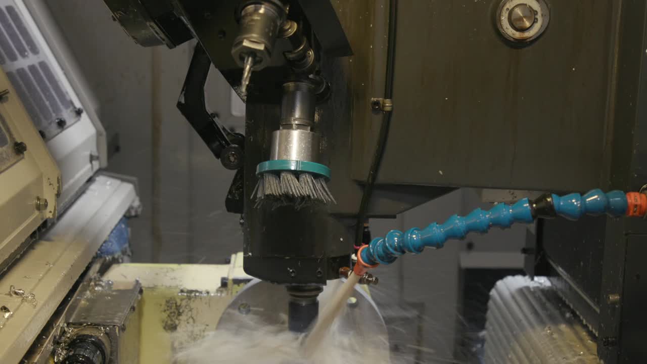 CNC Wet Drill Drilling into Steel