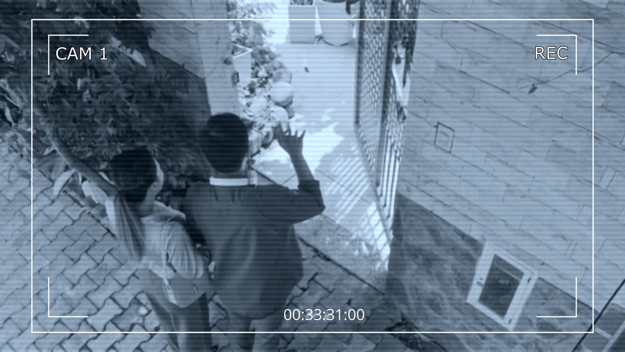 CCTV of Couple Having Visit to Friends Ringing Doorbell on Gate