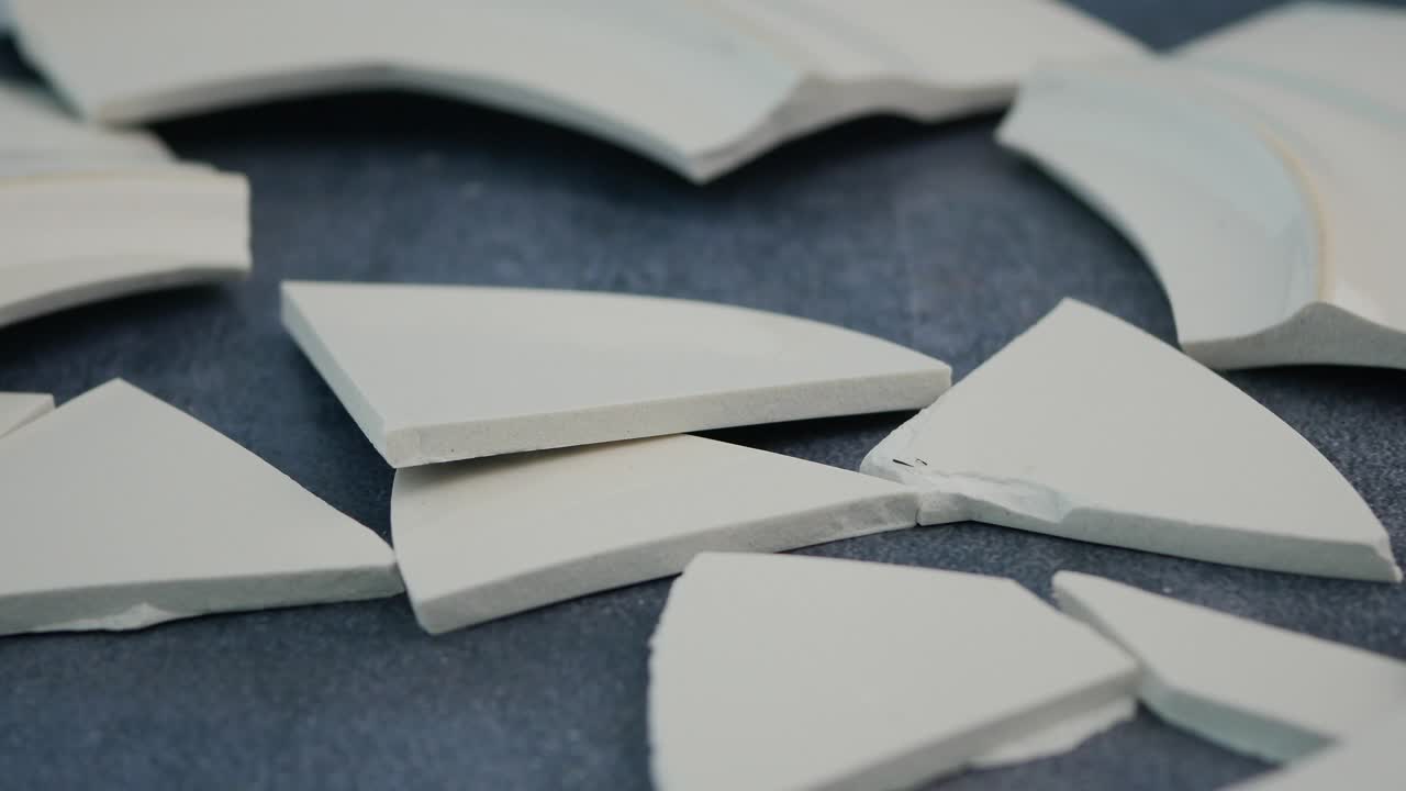 Broken ceramic fragments