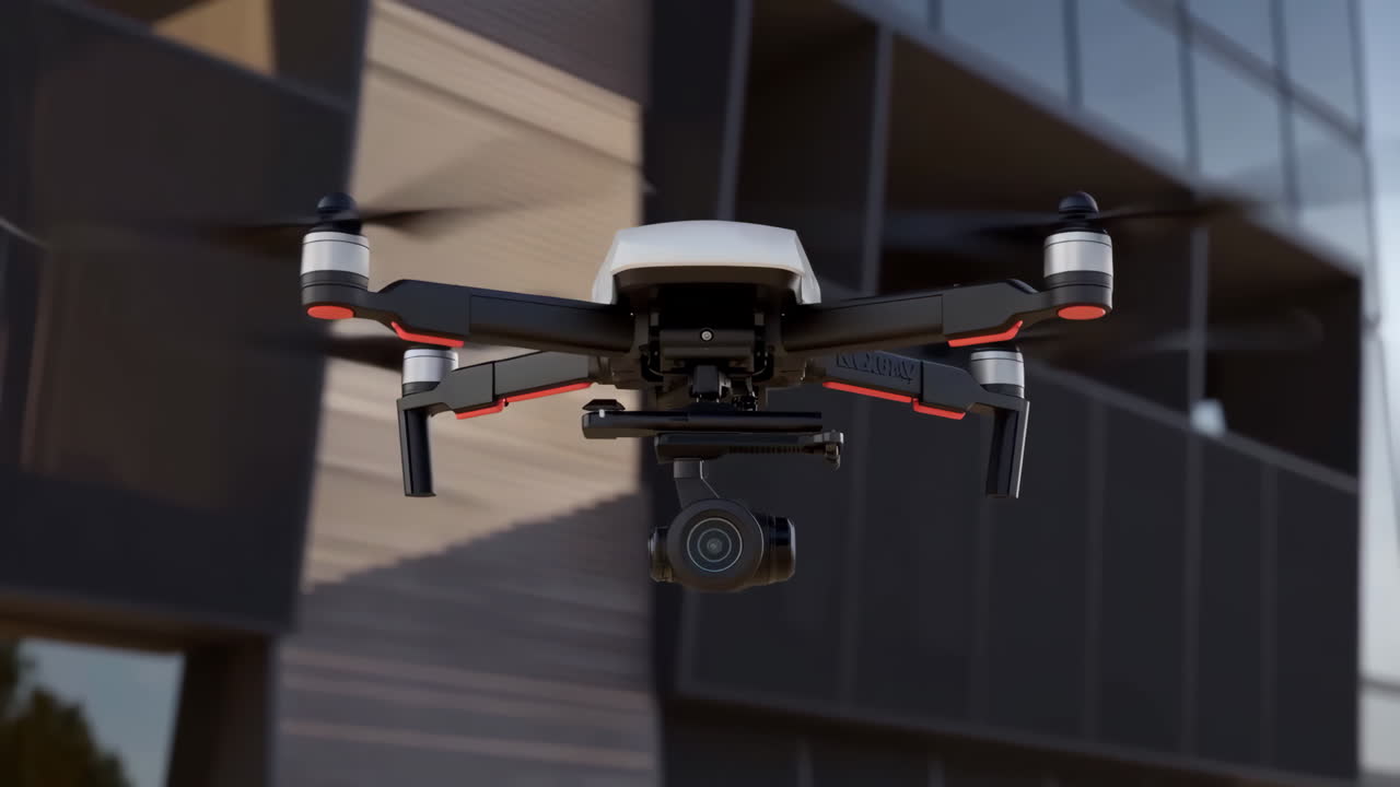 Drone with Camera Flying Outdoors