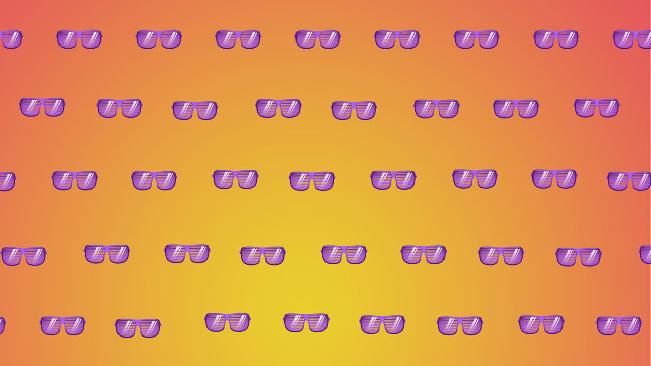 animación de múltiples gafas de sol sobre un fondo amarillo