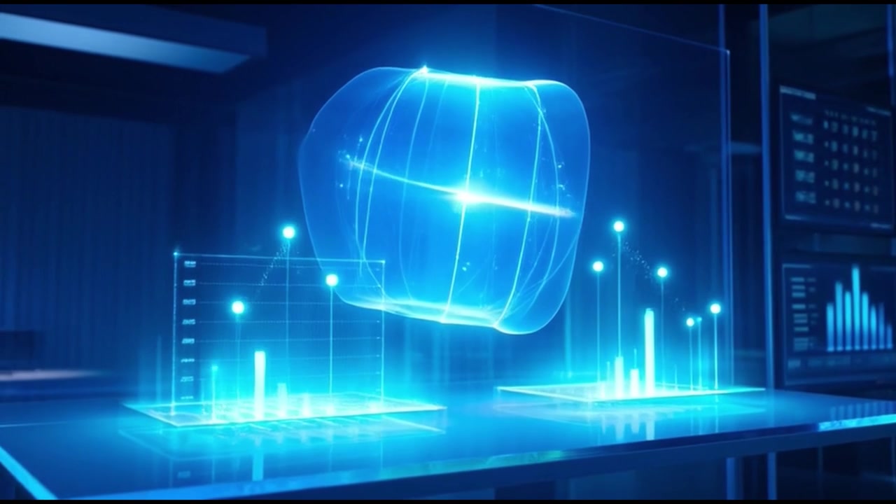 Futuristická laboratoř pro analýzu dat s holografickými projekcemi