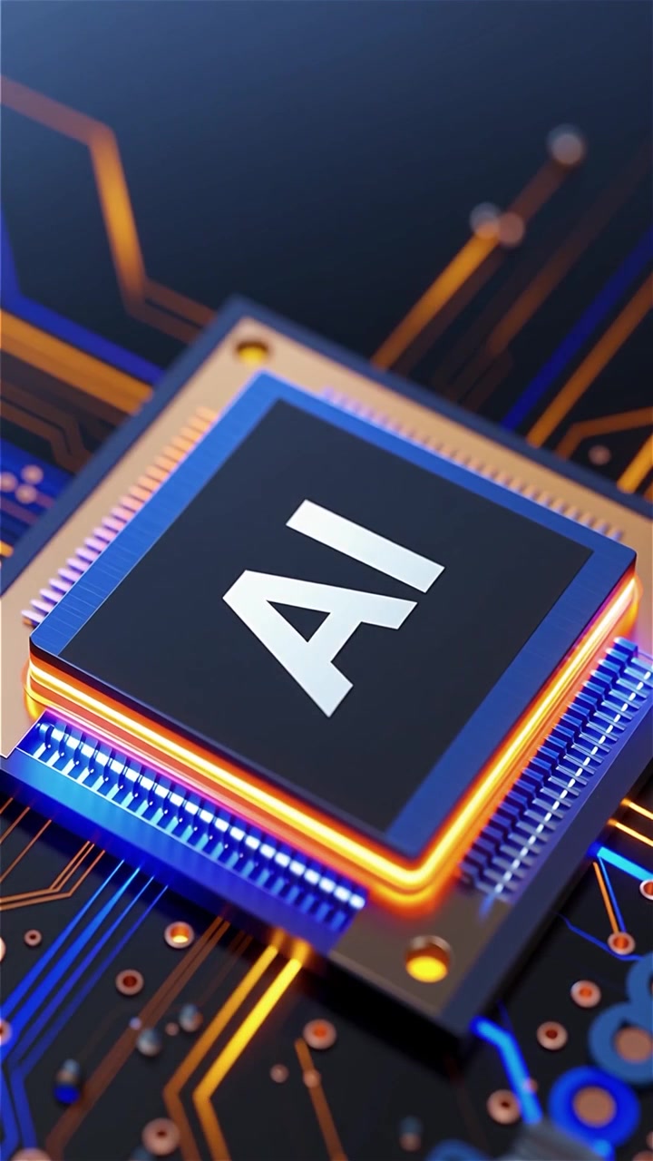 Futuristic AI Chip Motherboard Technology Background