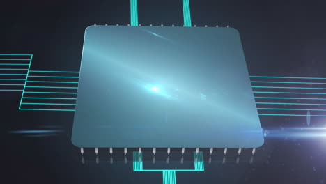 animación de una placa de circuito de computadora digital con líneas verdes brillantes