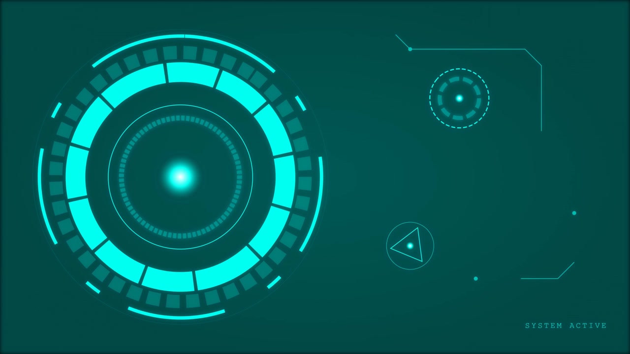 Futuristisk digital HUD-grænseflade med roterende cirkulære elementer