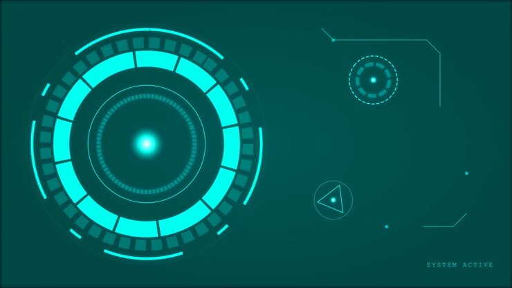 Futuristic Digital HUD Interface with Rotating Circular Elements