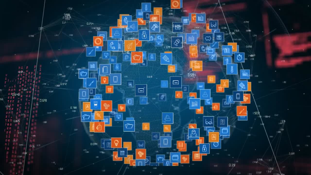 iconos digitales y códigos de programas