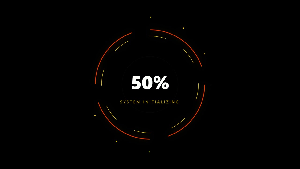 Digital Loading Progress Circle with System Initializing Text