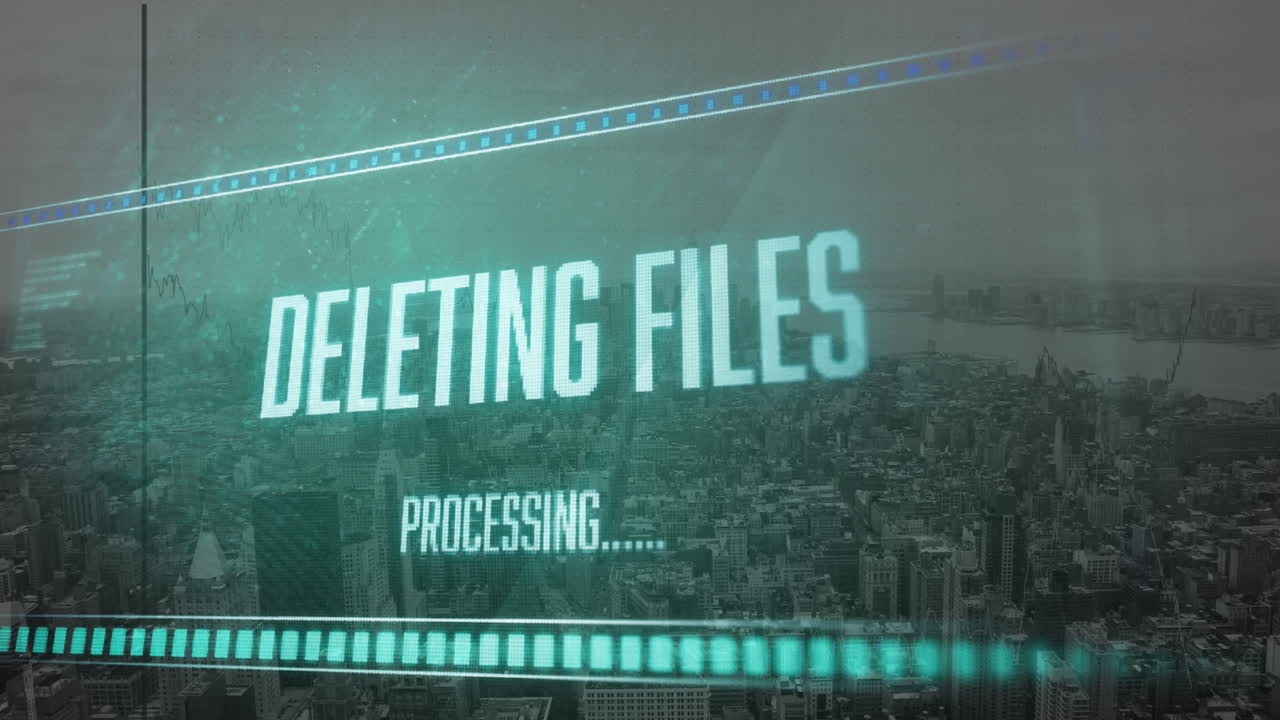 Animation of data processing over cityscape