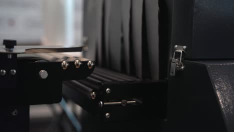 close-up of industrial printing machine components