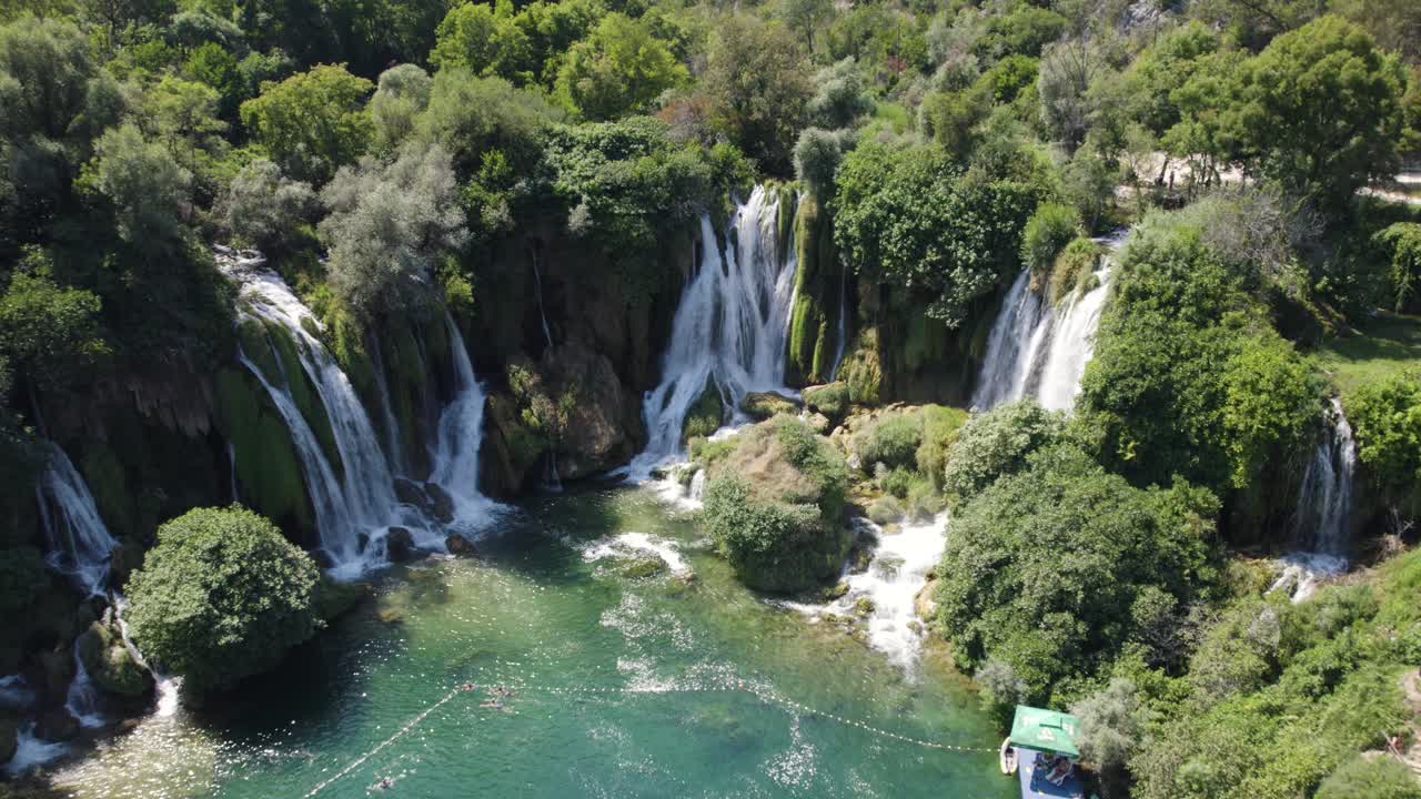 Kravica Waterfall's aerial splendor in Bosnia and Herzegovina