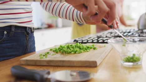 Fröhliche,-Vielfältige-Freundinnen,-Die-Gemeinsam-In-Der-Küche-Reden-Und-Kochen