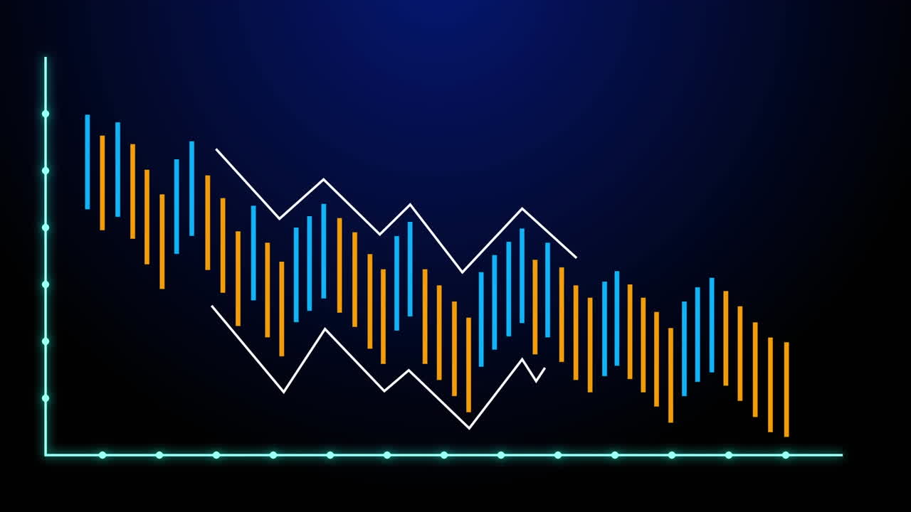 Animation of lines around graph over blue background