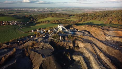 aerial view of bohucovice quarry - extraction, production of crushed aggregate in czech republic