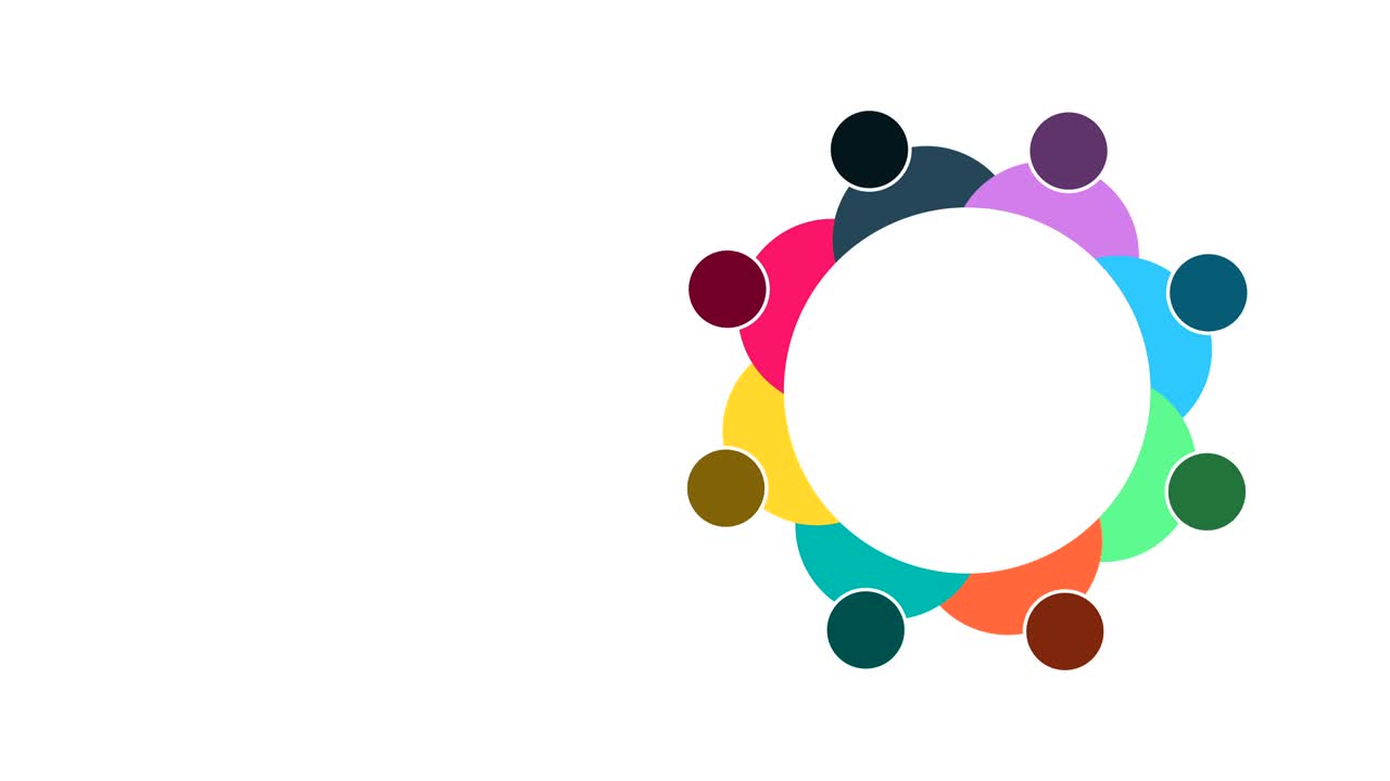 logotipo de personas. grupo símbolo de trabajo en equipo de ocho personas en un círculo.4k resolución gráfica de movimiento