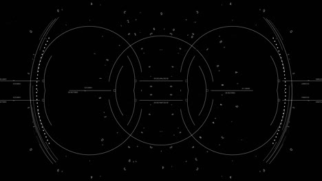 animation eines futuristischen benutzeroberflächen-designelements, sehelemente auf dunklem hintergrund, gut für die überlagerung mit alpha-matte-mischoption