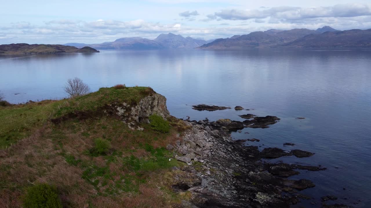 Drone pan of scenic coastline - Scotland