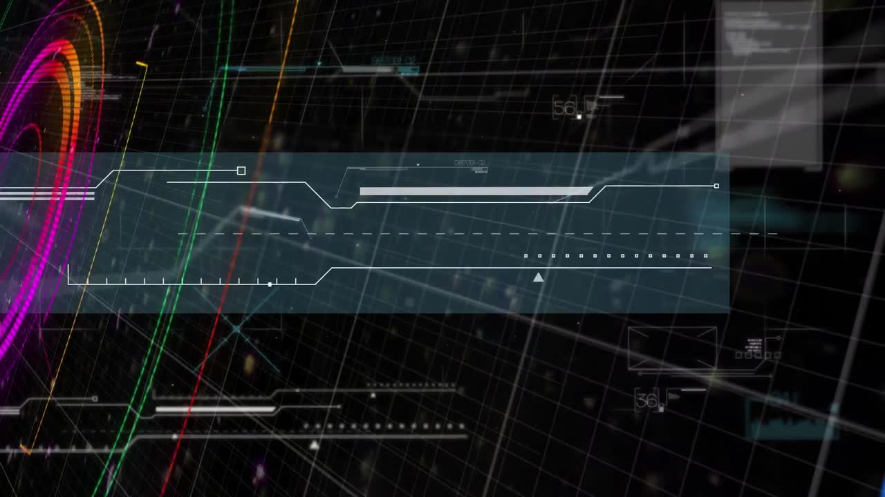 Animation of data processing on black background