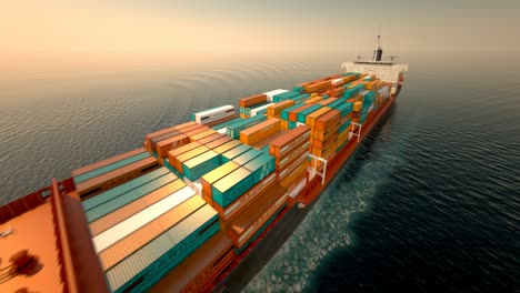 Drone-Aerial-view-4k-Footage-of-International-Containers-Cargos-ship,Freight-Transportation,-Shipping,Trade-Port,Shipping-cargo-to-harbor